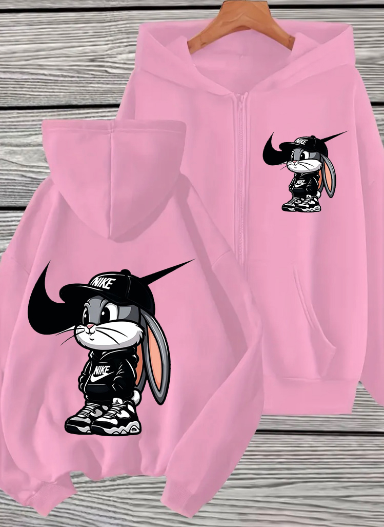 Дамски Суитшърт с цип Bunny DTG